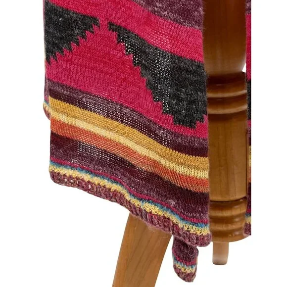 Free People Hooded Long Multicolor Cardigan | Boho Coastal Cowgirl Tribal Indie - Picture 12 of 16